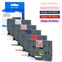 SuperInk 5PK Fabric Tape Compatible for Brother P-Touch 12mm 0.47'' TZ-RW34 TZ-RN34 TZ-RE34 TZ-R234 TZ-RE31 Red/Navy/Pink/White Satin Ribbon Embellish Label Tape Work with PT D210 PTH110 13.1ft(4m)