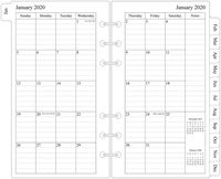2020 Monthly Planner Refill, 3-3/4" x 6-3/4", Two Page Per Month, January 2020 - December 2020, Personal/Size 3