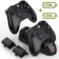 VOGEK Xbox One Controller Charger, 2 x 1200mAh Rechargeable Battery Packs [Dual Slot] High Speed Docking/Charging Station Wireless Controllers Charge Kit (Standard and Elite Compatible)