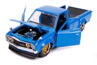 Datsun Pickup Truck Bright Blue with Gold Wheels JDM Tuners 1/24 Diecast Model Car by Jada 31603