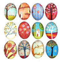 12pcs Beautiful Glass Refrigerator Magnets Oval Fridge stickers Funny for Office Cabinets Whiteboards Tree Decorative Photo Abstract (12 Elliptical tree)