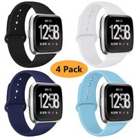 Coperr 4 Packs Bands Compatible with Fitbit Versa/Fitbit Versa 2 / Fitbit Versa Lite for Women and Men, Soft Silicone Sport Strap Replacement Wristband with Ventilation Holes for Fitbit Versa
