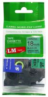 LM Tapes - Premium 3/4" (18mm) Black on Green Compatible TZe P-touch Tape for Brother PT-1700, PT1700 Label Maker with FREE Tape Guide Included