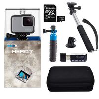 GoPro Hero7 White Bundle with Float Handle, Handheld Monopod, Camera Case, Memory Card Reader, and 16GB MicroSDHC Card