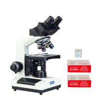 OMAX 40X-1000X Compound Binocular Microscope with Blank Glass Slides and Cover Slips