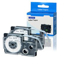 SuperInk 2 Pack Compatible XR-9WE XR-9WE2S Black on White Label Tape Replacement for KL60 KL100 KL120 KL750 KL780 KL820 KL7000 KL-7200 KL-8100 KL-8200 KL-P1000 EZ-Label Printer 3/8" x 26'' 9mm x 8m