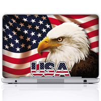 Meffort Inc 17 17.3 Inch Laptop Notebook Skin Sticker Cover Art Decal (Included 2 Wrist pad) - USA Flag Eagle