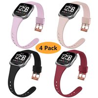 Coperr 4 Packs Bands Compatible with Fitbit Versa/Fitbit Versa 2/Fitbit Versa Lite for Women Men, Narrow Slim Soft Silicone Replacement Wristband for Fitbit Versa Smart Watch with Buckle Design