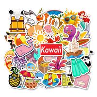 GRACEON 50pcs Skateboard Guitar Travel,Cute,Waterproof,Aesthetic,Trendy Stickers for Teens,Girls Perfect for Waterbottle,Laptop,Phone,Travel Extra Durable 100% Vinyl (Cartoon Sticker)