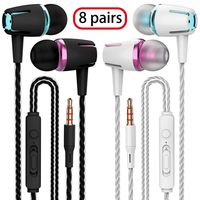 VPB Earbud Headphones with Remote & Microphone, in Ear Earphone Stereo Sound Noise Isolating Tangle Free for iOS and Android Smartphones, Laptops (Mixed Color 8 Pairs)