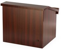 Displays2go 12.6 Inch H Tabletop Portable Podium, Folding, Angled Surface with Lip, Storage Area, Mahogany (LCTFLDNGOM)