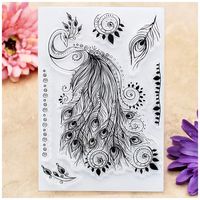 Kwan Crafts Peacock Feather Clear Stamps for Card Making Decoration and DIY Scrapbooking