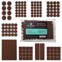 Felt Furniture Pads for Protecting Hardwood Floors by No Sweat DIY - Set of 137 Heavy Duty Self Stick Adhesive Pads for Chairs Legs and Dining Table. Dark Brown Premium Pads That Don't Slip Off