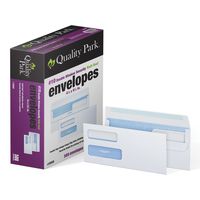 Quality Park #10 Double-Window Self-Seal Security Envelopes, For Business Statements, Invoices, 4-1/8" x 9-1/2", White, 24-lb, 500 Per Box (QUA24559)