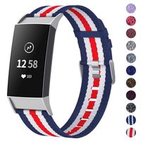 NANW Woven Bands Compatible with Fitbit Charge 3 Bands/Charge 3 SE, Soft Breathable Fabric Replacement Wristbands Strap Sports Accessories for Women Men, Large Small
