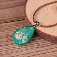 Hemlock Luminous Necklace, Women Gemstone Pendant Necklaces Flower Teardrop Necklaces Clothes Chain (Green)