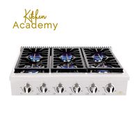 Kitchen Academy Professional 36'' Stainless Steel Gas Rangetop Cooktop with 6 Gas Burners - HRT3618U （LP Conversion Not Included）