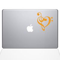 The Decal Guru 1947-MAC-15X-SY Music Heart Decal Vinyl Sticker, Yellow, 15" MacBook Pro (2016 & Newer)