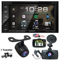 Package Deal Kenwood DDX26BT 6.2" in-Dash DVD Bluetooth Double-DIN Sirius-XM-Ready Car Audio Receiver + 1080 HD Dash Cam G-Sensor Video Recorder & HD Rear Cam w/Extra