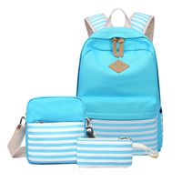 Aiduy Student Canvas School Bookbag Casual Rucksack Laptop Backpack with Shoulder Bag Pencil Case for School Girls and Boys