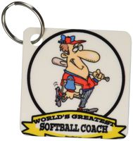 3dRose Funny Worlds Greatest Softball Coach Occupation Job Cartoon - Key Chains, 2.25 x 4.5 inches, set of 2 (kc_103569_1)