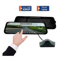 Mirror Dash Cam, weJupit 9.35 Inch Car Backup Camera Dual Front and Rear Waterproof Touch Screen Stream Media Rearview Camera Night Vision LDWS Parking Monitor (1080P+720P, 650Pro)