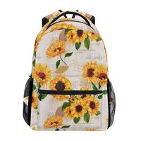Vintage Sunflower School Backpack Waterproof Shoulder Bookbag, Leaves Flower Floral Laptop Bag Casual Day Pack Outdoor Travel Sports Bags for Women Men Kids