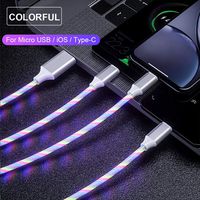 Pleasay Magnetic USB Charging Cable Streamer Data Line 3 in 1 Data Cable Fast Charging 360 Degree Data Line Creative Colorful Streamer Magnetic Data Line for Android/iOS/Type C Phone