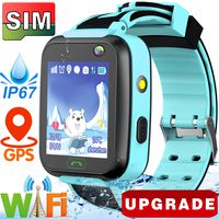 GBD Kids Smart Watches Boys Girls,[SIM Card Edition] Waterproof Smartwatch Phone with Real GPS Tracker WiFi Locator Pedometer Fitness Tracker Amarm Clock Camera Game Wrist Digital Phone Watch (Blue)