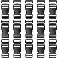 Plastic Buckle 3/4 Inch | Double Adjustable Quick Side Release Replacement Clips with Slides for Dog Collars, Webbing Strap and Backpack Repair | Black, 15 Sets