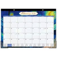 2020-2021 Desk Calendar - 18-Month Desk/Wall Monthly Calendar 2-in-1, 17" x 12", January 2020 - June 2021 with Hanging Holes, Ruled Blocks - Art Paintings