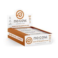 No Cow Protein Bar, Peanut Butter Chocolate Chip, 20g Plant Based Protein, Keto Friendly, Low Carb, Low Sugar, Dairy Free, Gluten Free, Vegan, High Fiber, Non-GMO, 12Count
