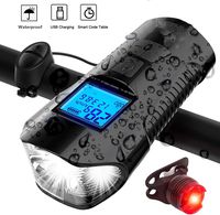 Speedometer LED Bicycle Light with LCD Display,USB Rechargeable Night Riding Bicycle Odometer,IP65 Waterproof