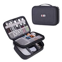 BUBM Electronic Organizer, Double Layer Travel Gadget Storage Bag for Cables, Cord, USB Flash Drive, Power Bank and More-a Sleeve Pouch for 7.9" iPad Mini(Medium,Black)