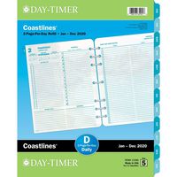 Day-Timer 2020 Daily Planner Refill, 8-1/2" x 11", Folio Size 5, Two Pages Per Day, Loose Leaf, Coastlines (13380)