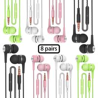 A12 Headphones Earphones Earbuds Earphones, Noise Islating, High Definition, Stereo for Samsung, iPhone,iPad, iPod and Mp3 Players（Black, White, Green, Pink (Black+White+Pink+Green 8pairs)