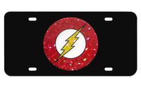 Elektroplate The Flash DC Comics Lightening Bolt Black Metal License Plate
