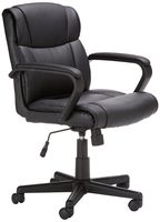 AmazonBasics Classic Leather-Padded Mid-Back Office Desk Chair with Armrest - Black