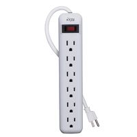 KMC 6-Outlet Power Strip, Overload Protection, 3-Foot Cord, White
