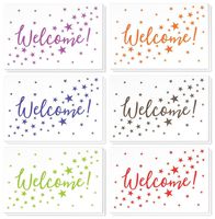 36 Assorted Pack Welcome Note Cards - Bulk Box Set - Blank on The Inside - 6 Colorful Star Pattern Designs - Includes 36 Greeting Cards and Envelopes - 4 x 6 Inches