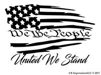 UR Impressions Blk We The People United We Stand - Tattered American Flag Decal Vinyl Sticker Graphics Car Truck SUV Van Wall Window Laptop|Black|7.5 X 5.1 Inch|URI490-B