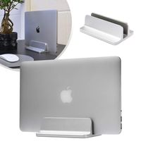 Laptop Computer Vertical Desk Stand, Adjustable Space Saving Desktop Holder Stand Compatible with Apple MacBook Notebooks Laptops - Aluminium Silver