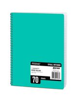Promarx 70-Page Wide Ruled 1-Subject Spiral Notebook with 3-Hole Punch and Perforated Pages, Assorted Colors, 10.5 x 8 Inches, Pack of 24