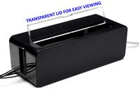 RYMUX Sturdy Cable Management Box with Transparent LID for Easy Viewing - Large Organizer (15" L x 6" W x 4.3" H) Hides Big Wide Power Strips & Surge Protectors Used for Home Theaters and Computers