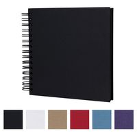 8 x 8 Inch DIY Scrapbook Photo Album Hardcover Kraft Blank Black Page Wedding and Anniversary Family Photo Album (Black, 8 Inch)