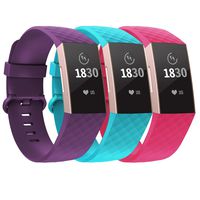 adepoy Compatible with Fitbit Charge 3 Bands for Women Men Large Small, Adjustable Replacement Wristbands for Fitbit Charge 3 and Fitbit Charge 3 SE, 3 Pack, Rose, Teal, Plum, Small