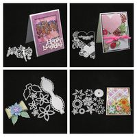 Meslio 4pcs Cutting Dies Metal Scrapbooking Stencils Die for Greeting Card Background Decoration DIY Embossing Photo Album Paper Cards Making Gifts