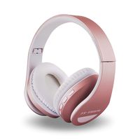 FX-Viktaria Over Ear Headphones, Headset with Microphone, Foldable and Lightweight, Support TF Card, USB Charging Headset, MP3 Mode and FM Radio for Cellphones, Laptop (Pink-with-Blue)