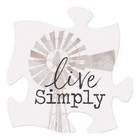 P. Graham Dunn Live Simply Windmill White 6 x 6 Wood Decorative Mini Puzzle Piece Plaque