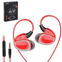 DCMEKA Wired Earbuds In-ear Monitor Headphones/Earphones/Headsets with Mic and Remote Control, Noise-Isolating Sweatproof Earphones HiFi Stereo Headset (Red)